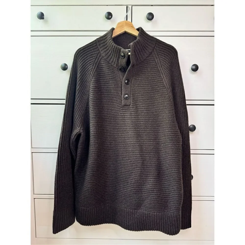 Banana Republic  Men’s Brown Wool Blend Half Button Sweater XL NWT